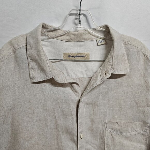 Tommy Bahama Button Up Men Shirt Size XXL Sand 100% Linen - Picture 3 of 11